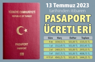 13.Temmuz.2023 itibarıyla Pasaport Ücretleri